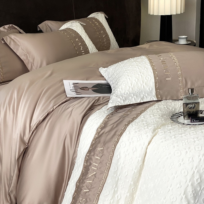 91家纺网 家纺一手货源 找家纺 优悦 2024新款时尚轻奢冰丝刺绣四件套-摩洛哥 摩洛哥-香槟