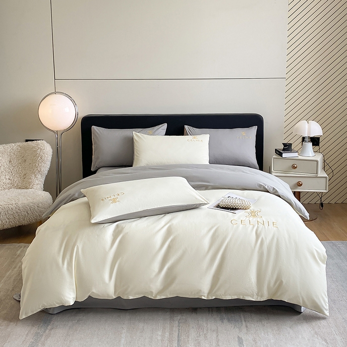 91家纺网 家纺一手货源 找家纺 2024新款60s全棉刺绣四件套--凯琳娜系列 凯琳娜-奶白灰