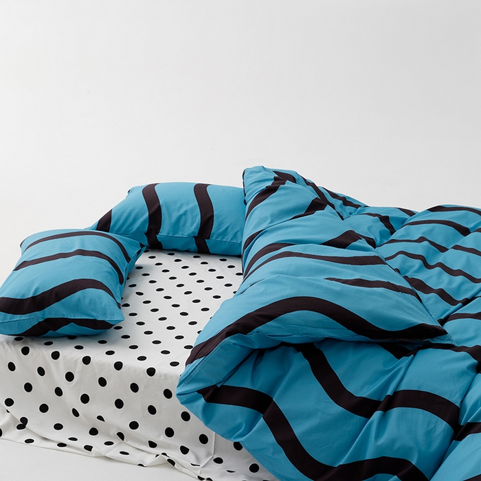 91家纺网 家纺一手货源 找家纺 卡姿家纺2024新款全棉40支13070极有家风格印花四件套 梵音-蓝