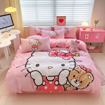 91家纺网 家纺一手货源 找家纺 （总）金爱家 2024新款大阪全棉数码印花三丽鸥系列四件套