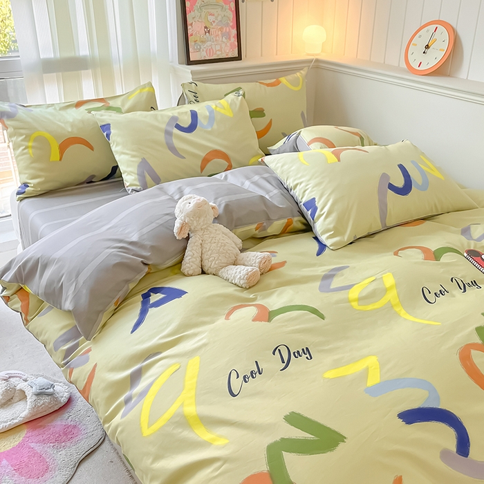 91家纺网 家纺一手货源 找家纺 顾里2024新款40支13372全棉四件套-韩风系列 几何艺术