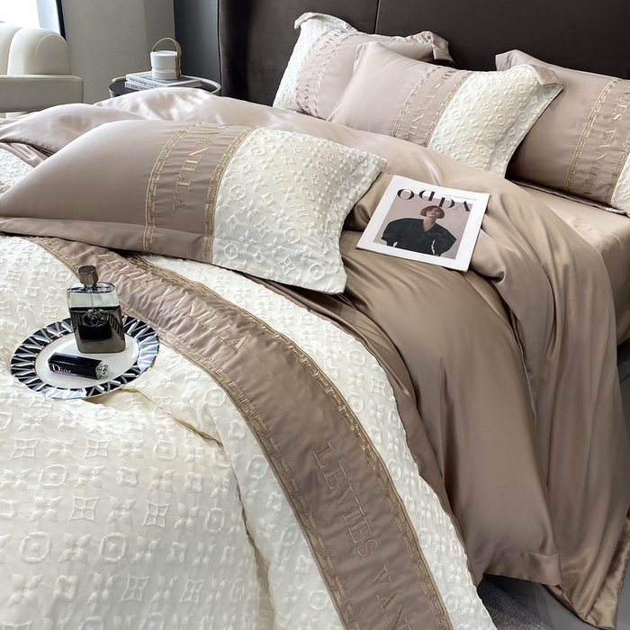 91家纺网 家纺一手货源 找家纺 优悦 2024新款时尚轻奢冰丝刺绣四件套-摩洛哥 摩洛哥-香槟