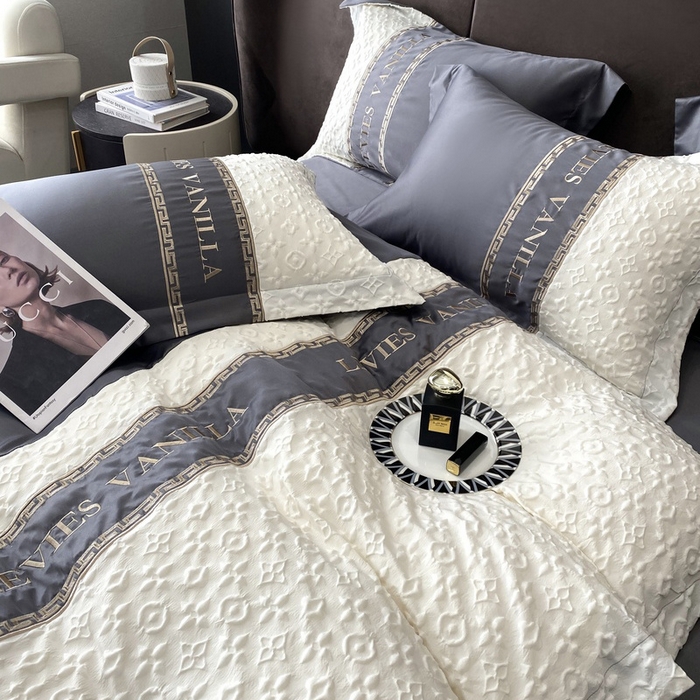 91家纺网 家纺一手货源 找家纺 优悦 2024新款时尚轻奢冰丝刺绣四件套-摩洛哥 摩洛哥-灰