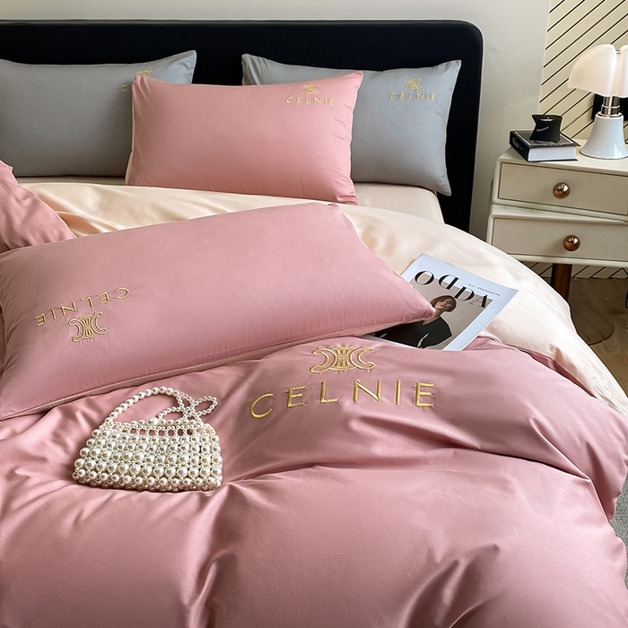 91家纺网 家纺一手货源 找家纺 2024新款60s全棉刺绣四件套--凯琳娜系列 凯琳娜-蜜豆粉桃粉