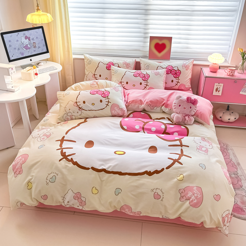 91家纺网 家纺一手货源 找家纺 （总）金爱家 2024新款大阪全棉数码印花三丽鸥系列四件套