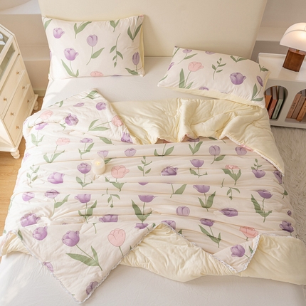 91家纺网 家纺一手货源 找家纺 默忆 2025新款针织棉大豆云朵被子被芯夏被空调被春秋四季被 郁金香