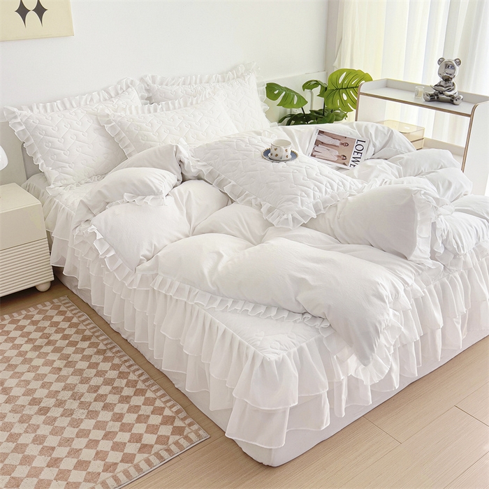 91家纺网 家纺一手货源 找家纺 （总）屹成 2024新款水洗棉雪纺丽莎款床笠款四件套夹棉床笠