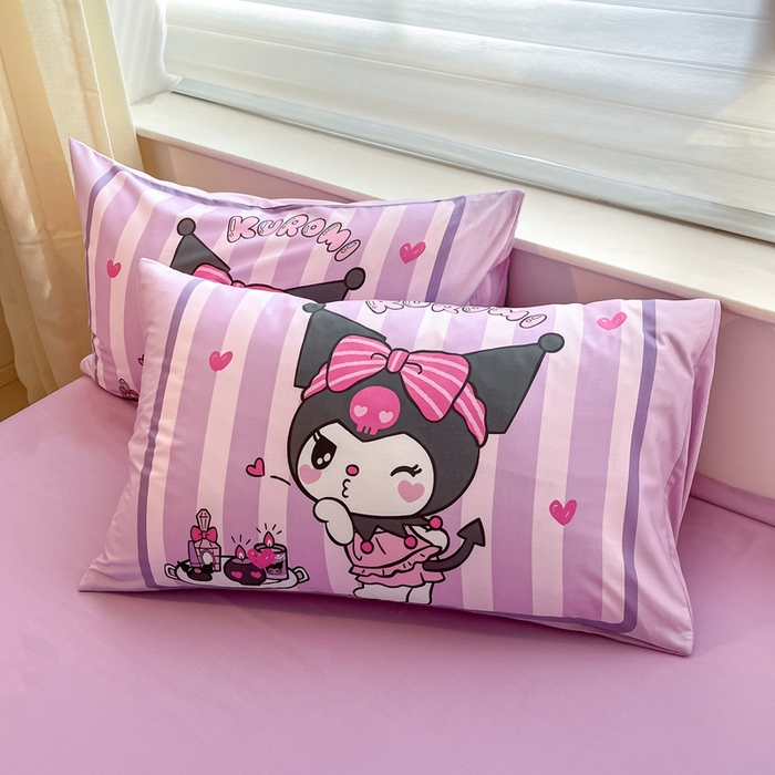 91家纺网 家纺一手货源 找家纺 金爱家 2024新款大阪全棉数码印花三丽鸥系列四件套 购物库洛米