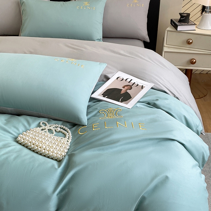 91家纺网 家纺一手货源 找家纺 2024新款60s全棉刺绣四件套--凯琳娜系列 凯琳娜-烟波绿