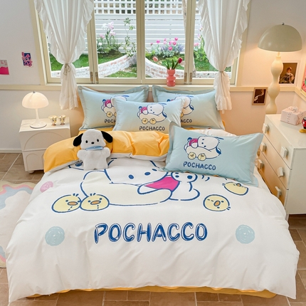 孩子王（原鼎盛） 2025新款三丽鸥系列全棉活性大版印花卡通学生四件套 快乐爬恰狗