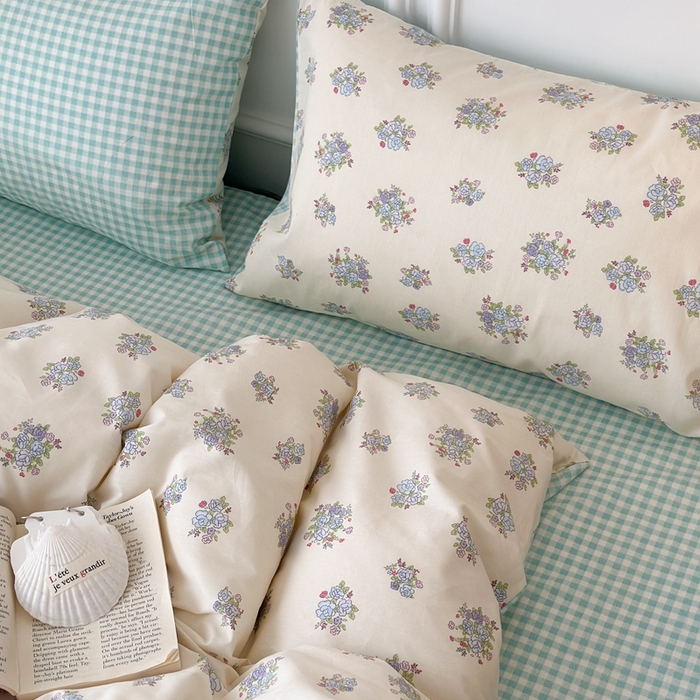 91家纺网 家纺一手货源 找家纺 昔可家纺 2024韩式碎花四件套 一束梨花