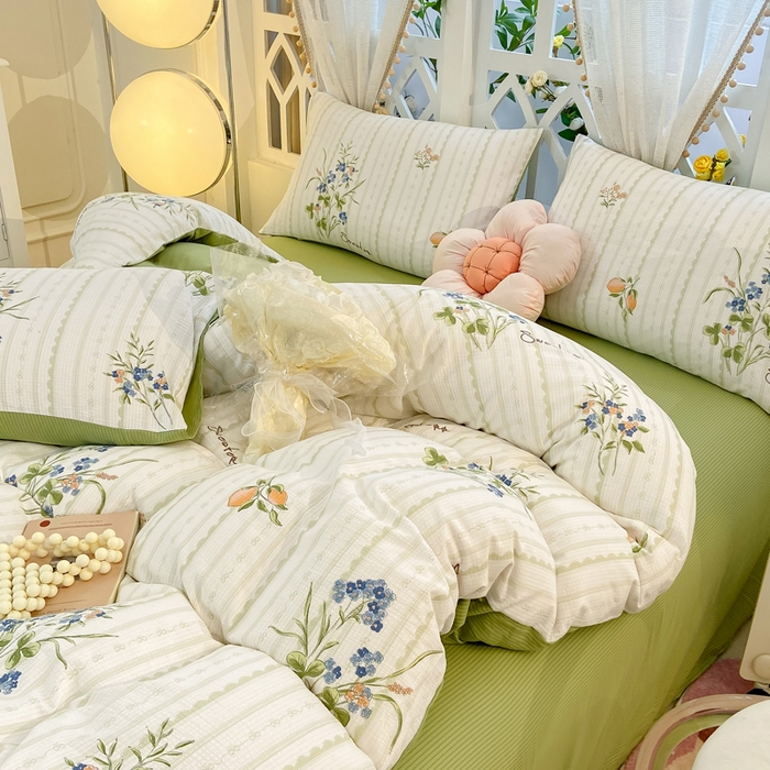 91家纺网 家纺一手货源 找家纺 牛牛家纺 牛牛  2024新款泡泡棉小清新四件套(1) 清新夏日