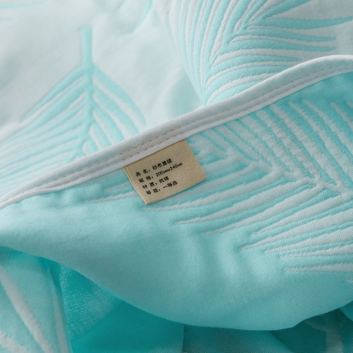 91家纺网 家纺一手货源 找家纺 朴尔2024经典六层纱布全棉毛巾被系列-朴尔经典款常年备货 羽魅-蓝