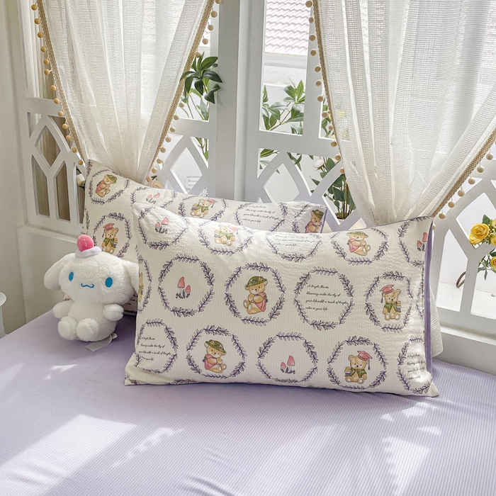 91家纺网 家纺一手货源 找家纺 牛牛家纺 牛牛  2024新款泡泡棉小清新四件套(1) 泰迪熊