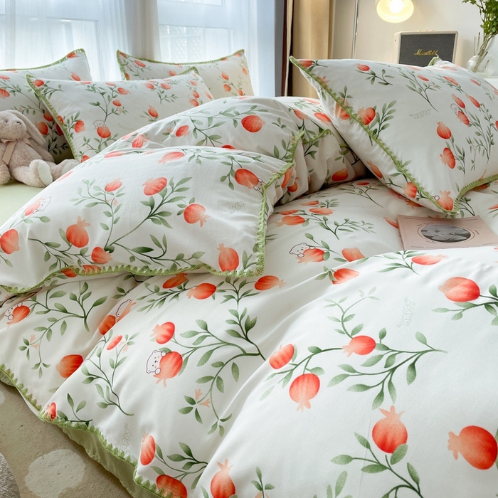 91家纺网 家纺一手货源 找家纺 洁柔供应链 2024新款印花水洗双层纱贝壳绣四件套    直播爆款 法式田园