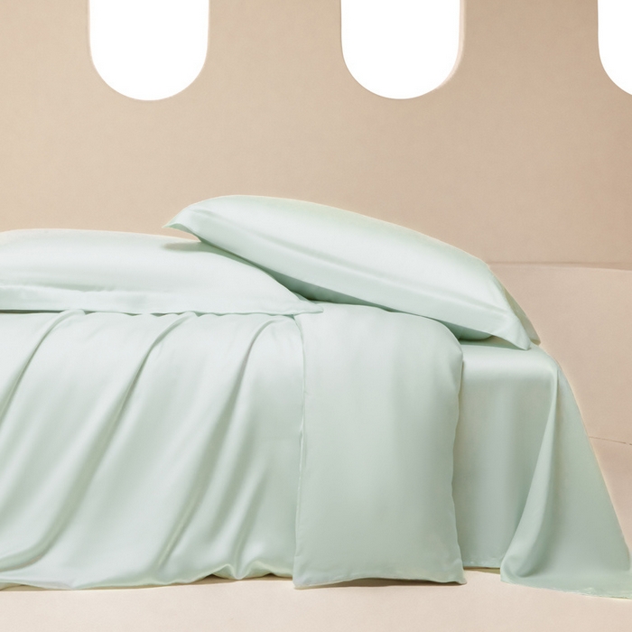 91家纺网 家纺一手货源 找家纺 涵宸 2024新款兰精天丝棉纯色四件套 四件套-空绿