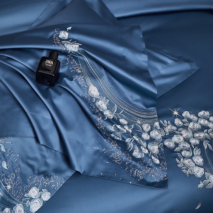 91家纺网 家纺一手货源 找家纺 爱情故事 100支春夏新品四件套 夏朵-蓝