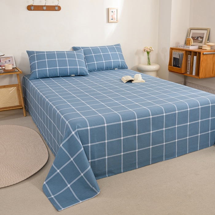 91家纺网 家纺一手货源 找家纺 九沐良品 新款全棉无印老粗布单品床单+三件套 柏拉图兰