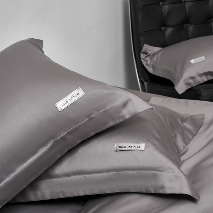 91家纺网 家纺一手货源 找家纺 秀色家纺 2025新款60支贡缎新疆长绒棉全棉纯棉三件套轻奢床品床单床笠被套床上四件套 都市-雅士灰