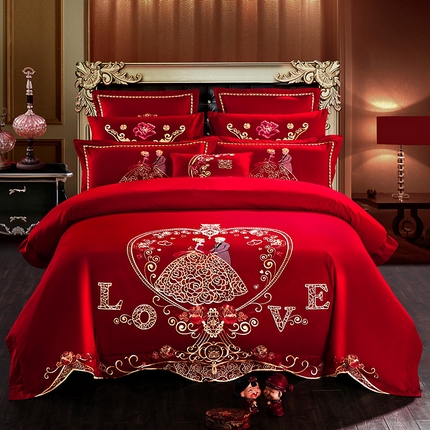 91家纺网 家纺一手货源 找家纺 （总）慕她家纺 2025新款慕她婚庆四件套全棉纯棉结婚刺绣花多件套六八十床品 大花全棉婚庆系列