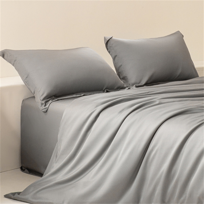 91家纺网 家纺一手货源 找家纺 涵宸 2024新款兰精天丝棉纯色四件套 四件套-星夜灰