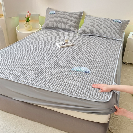 91家纺网 家纺一手货源 找家纺 （总）康纳利 2024新款乳胶床笠烫花款乳胶凉席三件套夏被四件套乳胶席子