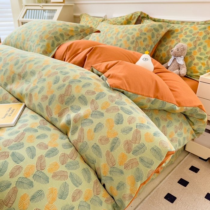 91家纺网 家纺一手货源 找家纺 宝士康家纺 2024新款水洗棉麻双层纱四件套系列  知秋