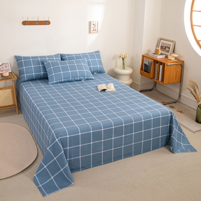 91家纺网 家纺一手货源 找家纺 九沐良品 新款全棉无印老粗布单品床单+三件套 柏拉图兰