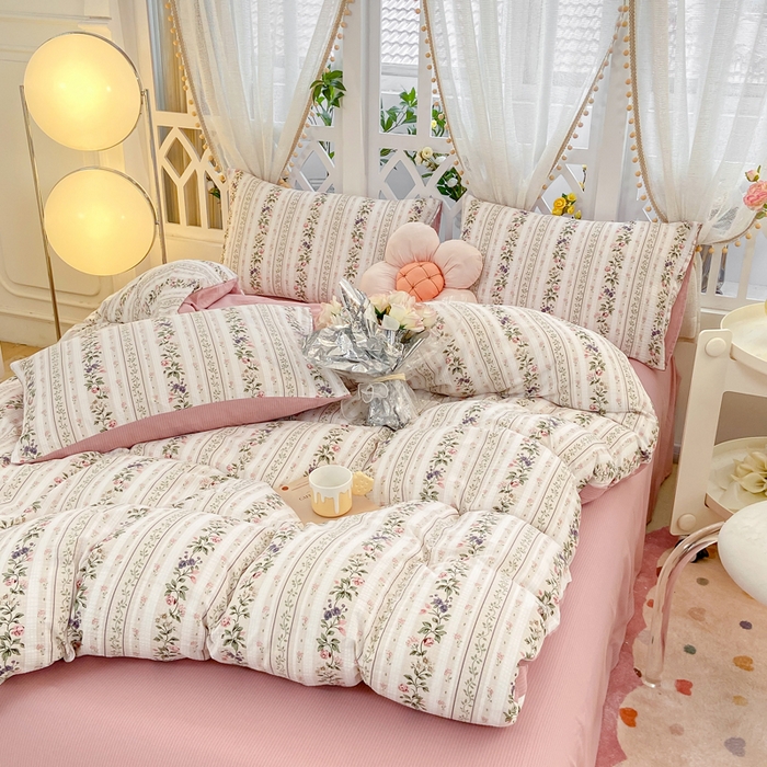 91家纺网 家纺一手货源 找家纺 牛牛家纺 牛牛  2024新款泡泡棉小清新四件套(1) 梨落