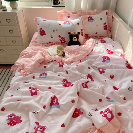 91家纺网 家纺一手货源 找家纺 （总）顾里家纺 2024新款花边氧气泡泡棉夏被套件