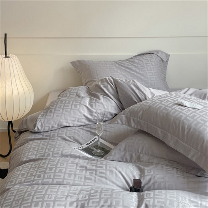 91家纺网 家纺一手货源 找家纺 涵宸 2024新款全棉大提花系列四件套 克里尼-灰