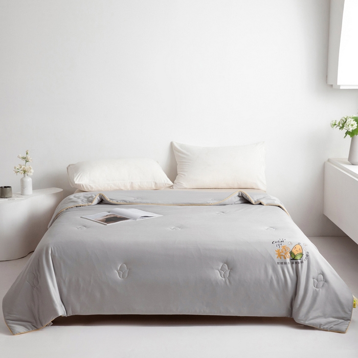 91家纺网 家纺一手货源 找家纺 慕尚家纺 2025新款针织玉米被夏被 玉米糯糯灰