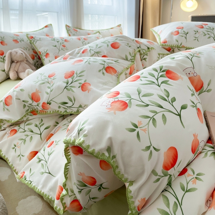 91家纺网 家纺一手货源 找家纺 洁柔供应链 2024新款印花水洗双层纱贝壳绣四件套    直播爆款 法式田园