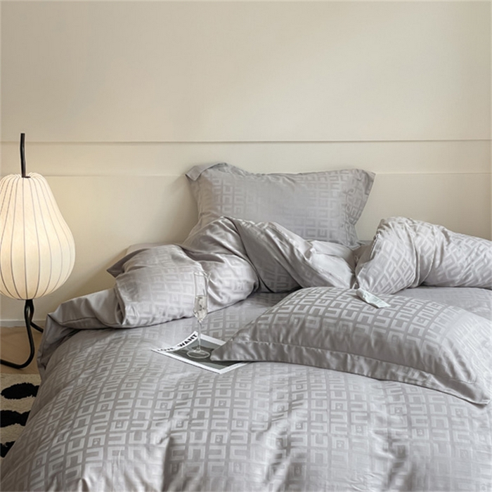 91家纺网 家纺一手货源 找家纺 涵宸 2024新款全棉大提花系列四件套 克里尼-灰