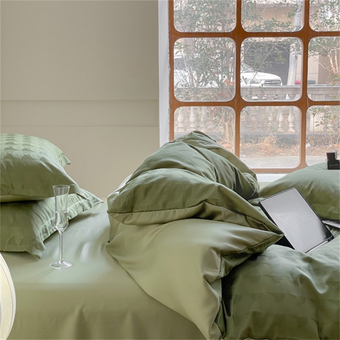 91家纺网 家纺一手货源 找家纺 涵宸 2024新款全棉大提花系列四件套 迷幻格调-绿