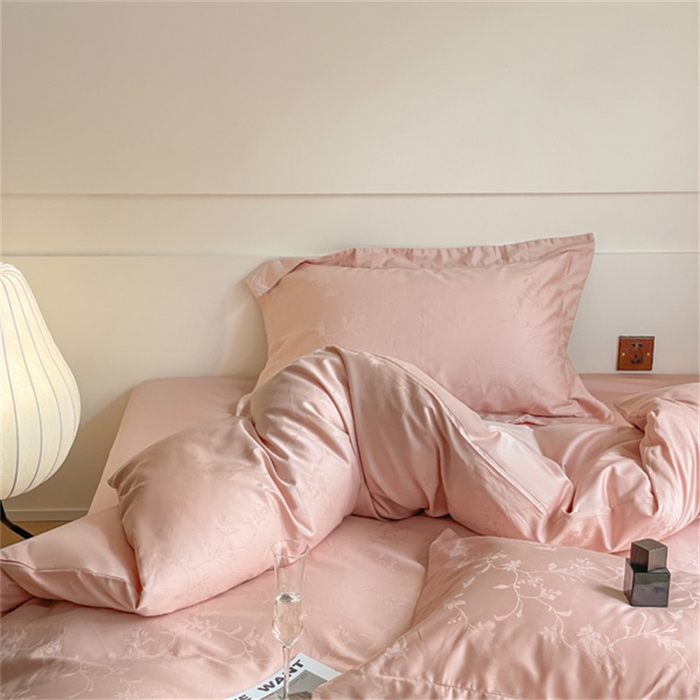 91家纺网 家纺一手货源 找家纺 涵宸 2024新款全棉大提花系列四件套 生如夏花-粉