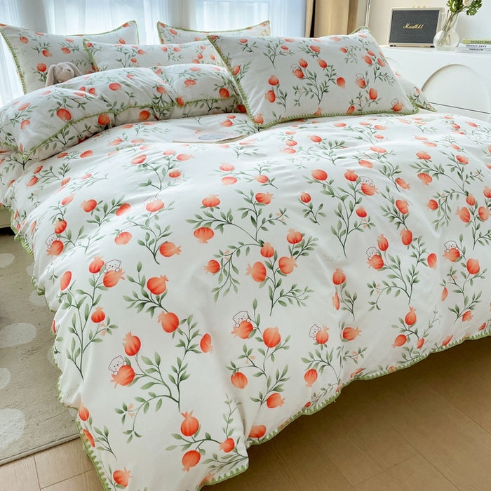 91家纺网 家纺一手货源 找家纺 洁柔供应链 2024新款印花水洗双层纱贝壳绣四件套    直播爆款 法式田园