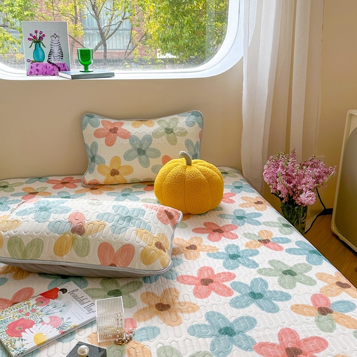 91家纺网 家纺一手货源 找家纺 慕尚家纺 2025新款ms乳胶圆网花色乳胶凉席 凝瑕