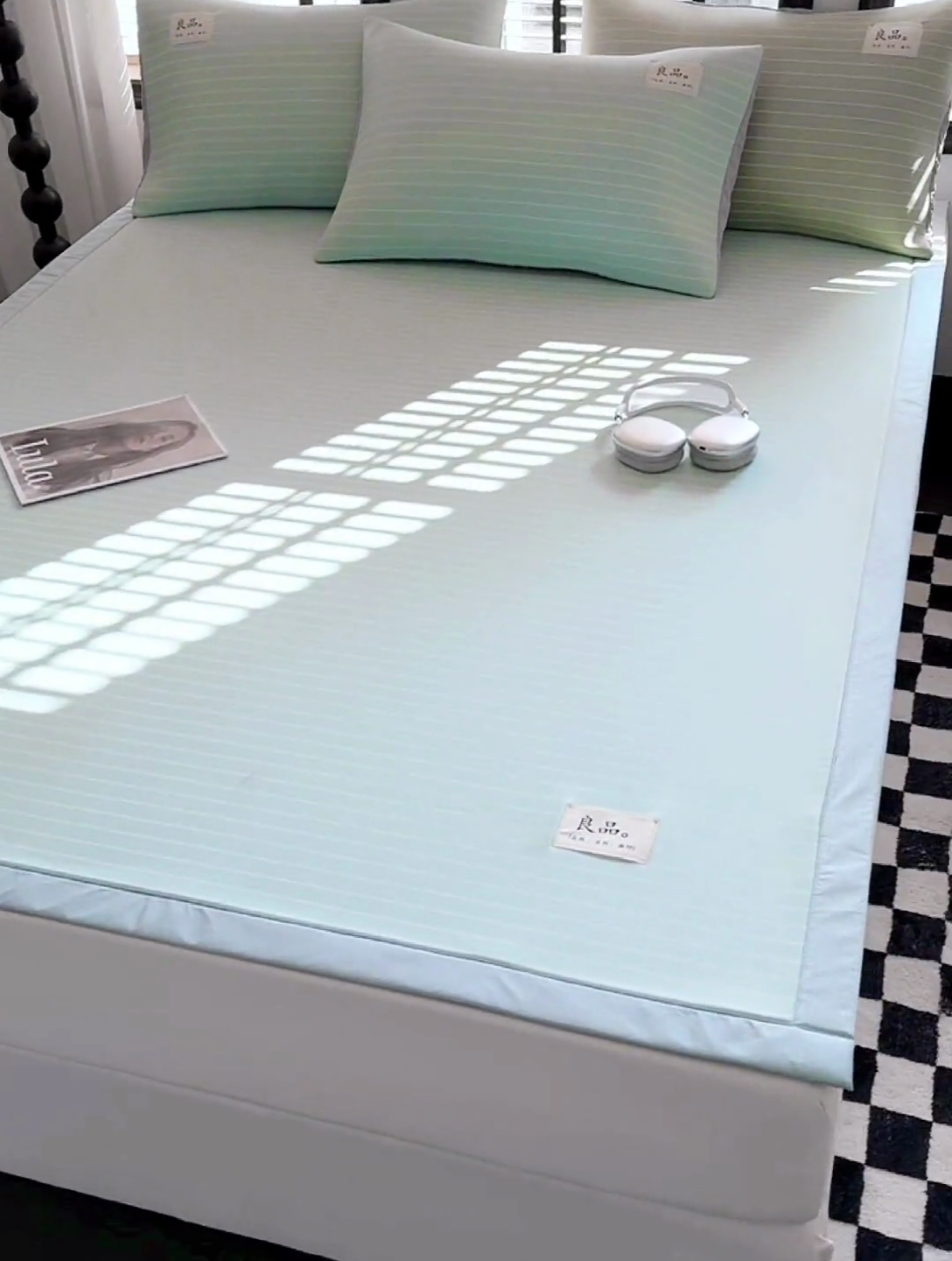 91家纺网 家纺一手货源 找家纺 慕尚家纺 2025新款无印良品冰丝软席 密条-水蓝