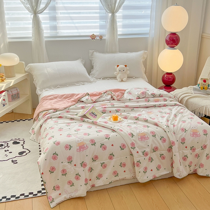 91家纺网 家纺一手货源 找家纺 （总）梦尚舒 2024新款水洗邹邹纱印花夏被