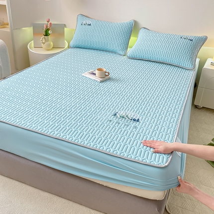 91家纺网 家纺一手货源 找家纺 （总）康纳利 2024新款乳胶床笠烫花款乳胶凉席三件套夏被四件套乳胶席子