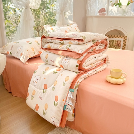 91家纺网 家纺一手货源 找家纺 家贝爱 2024款糯糯棉夏被春秋被被芯夏被四件套 旺事如意