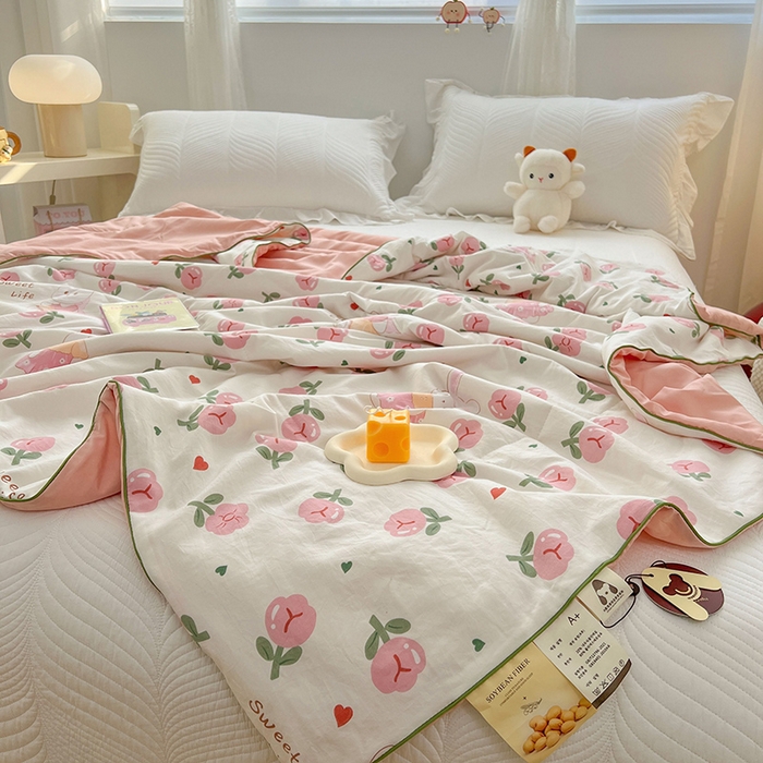 91家纺网 家纺一手货源 找家纺 （总）梦尚舒 2024新款水洗邹邹纱印花夏被