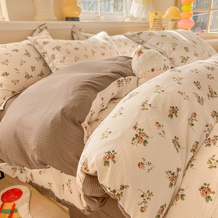 91家纺网 家纺一手货源 找家纺 （总）壹号库家纺 2024新款A类提花有氧泡泡绵四件套现货