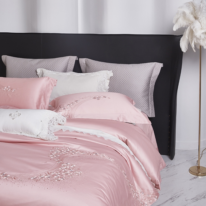 91家纺网 家纺一手货源 找家纺 爱情故事 100支春夏新品四件套 夏朵-粉