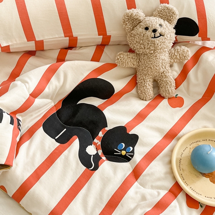 91家纺网 家纺一手货源 找家纺 美派 2024新款A类水洗邹邹纱空调被夏凉被夏被 红小喵