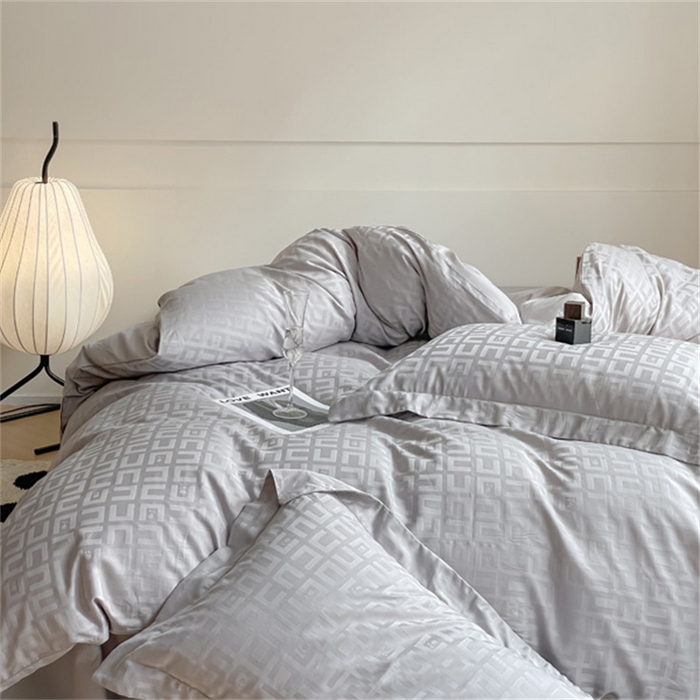 91家纺网 家纺一手货源 找家纺 涵宸 2024新款全棉大提花系列四件套 克里尼-灰