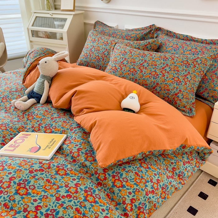 91家纺网 家纺一手货源 找家纺 （总）宝士康家纺 2024新款10A抗菌水洗棉麻双层纱四件套系列 