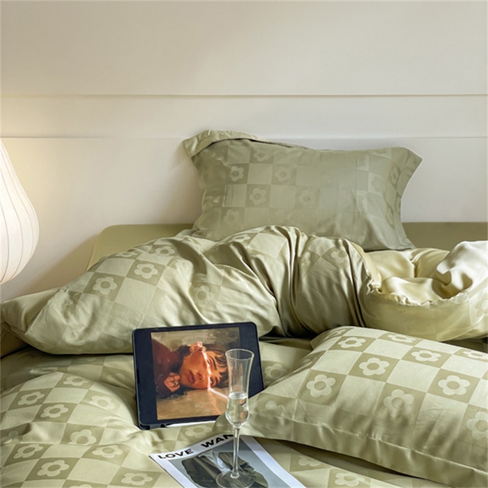 91家纺网 家纺一手货源 找家纺 涵宸 2024新款全棉大提花系列四件套 欧若拉-绿