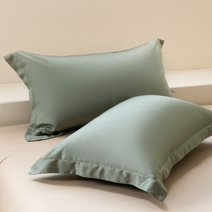 91家纺网 家纺一手货源 找家纺 涵宸 2024新款兰精天丝棉纯色单品-枕套 枕套-赛琳绿